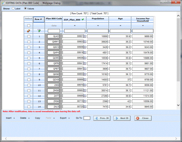 Navigating Edit Data Screen